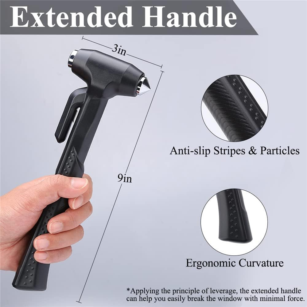 Car Safety Hammer with Seat Belt Cutter Window Breaker Long Handle Emergency Escape Tool