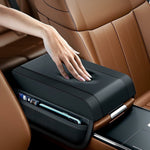 PU Læder Armlænsforhøjer til Bil Universel Midterkonsolpude Hukommelsesskum Albuestøtte