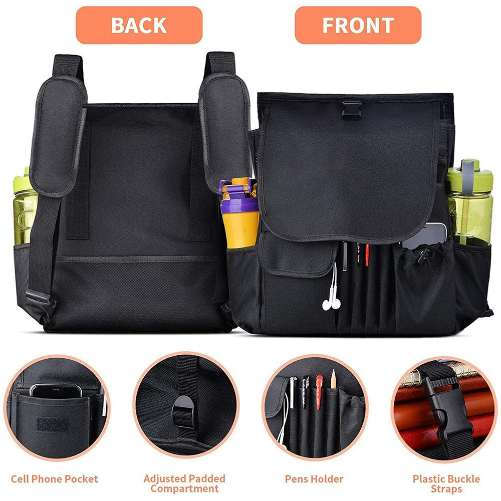 Car Front Seat Organizer 600D Oxford Fabric Seat Back Storage Bag with Shoulder Strap