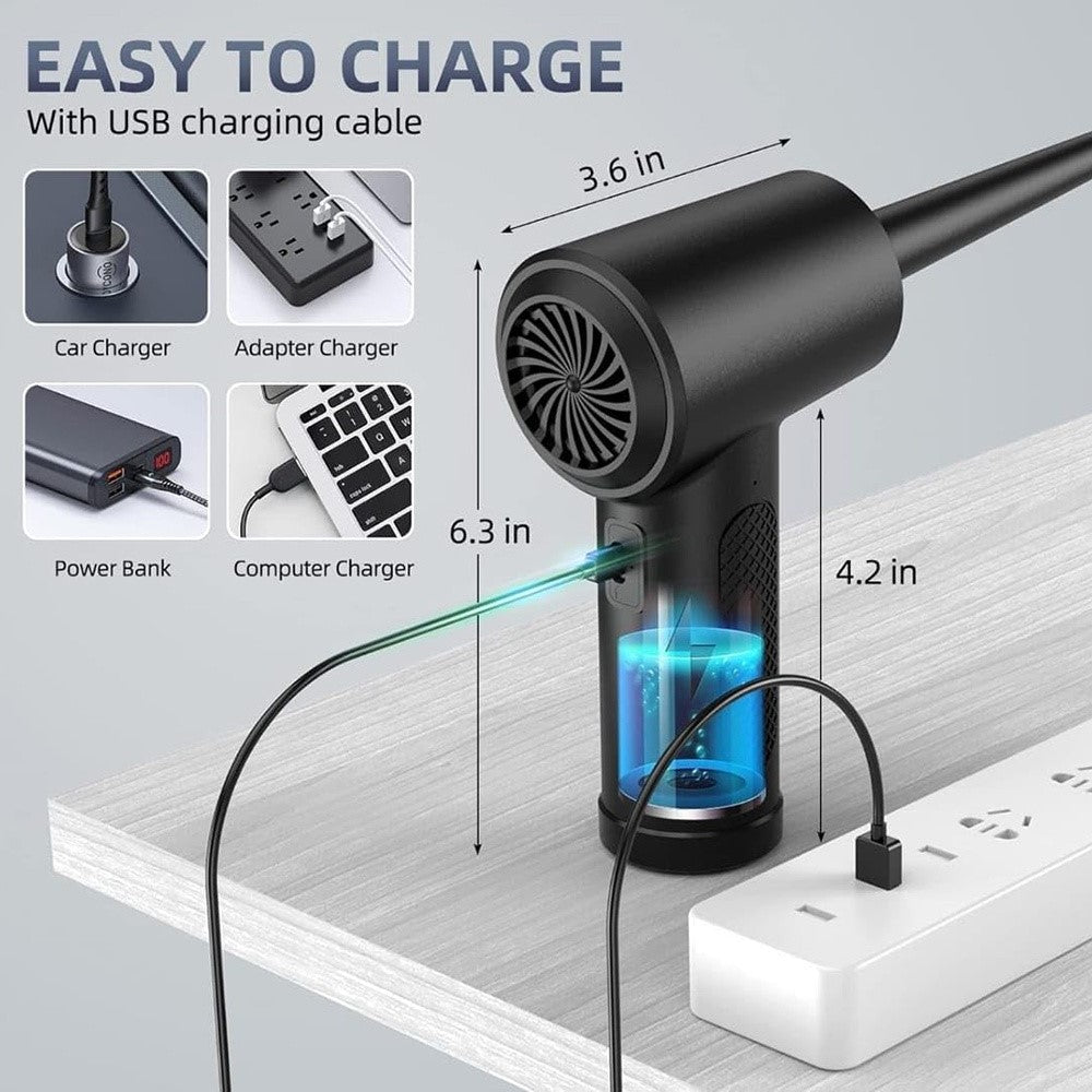 C4915 Portable Turbo Fan Blower Multifunction Rechargeable Car Air Duster with 3 Brushes
