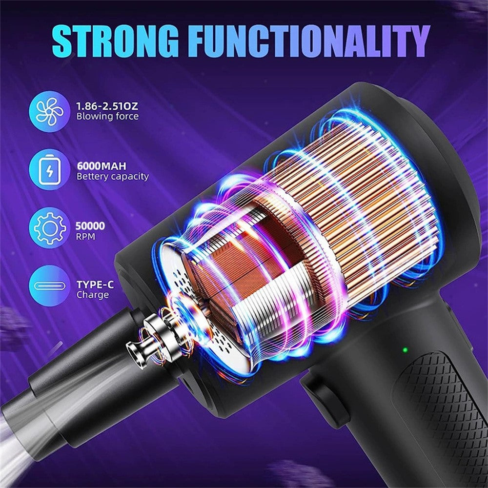 C4915 Portable Turbo Fan Blower Multifunction Rechargeable Car Air Duster with 3 Brushes