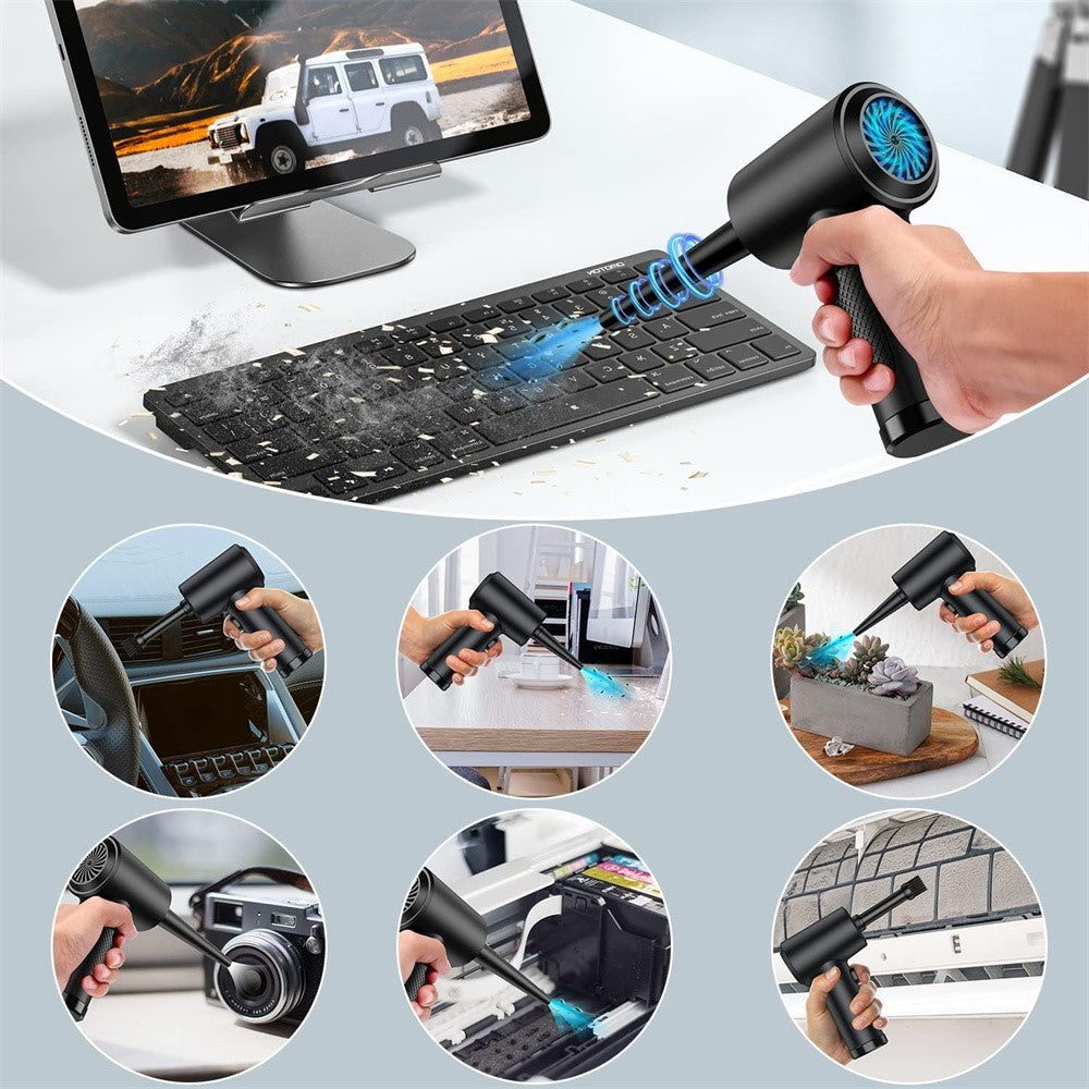 C4915 Portable Turbo Fan Blower Multifunction Rechargeable Car Air Duster with 3 Brushes