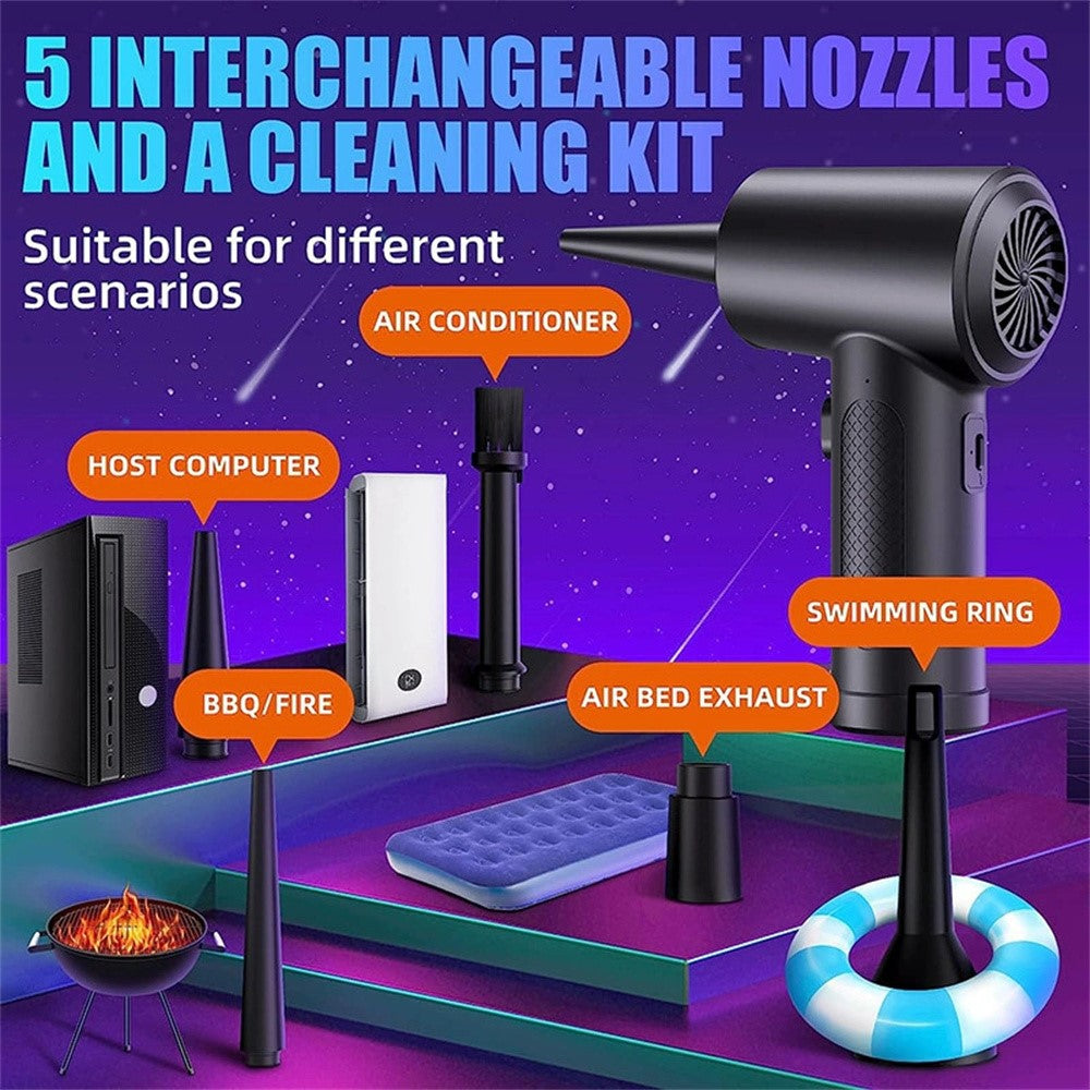 C4915 Portable Turbo Fan Blower Multifunction Rechargeable Car Air Duster with 3 Brushes