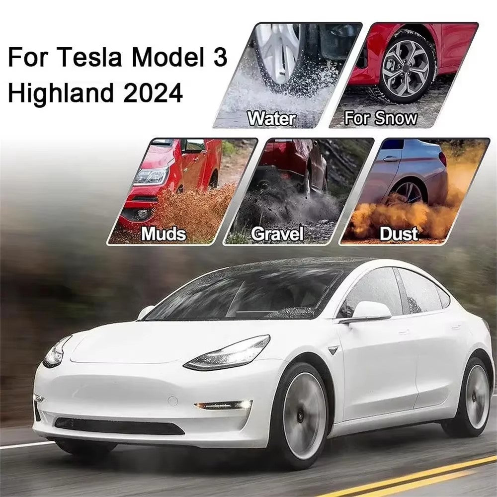 4Pcs / Set For Tesla Model 3 2024 Mud Fenders TPE Front and Rear Replacement Splash Guards