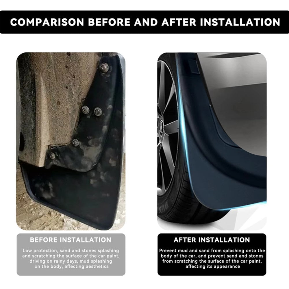 4Pcs / Set For Tesla Model 3 2024 Mud Fenders TPE Front and Rear Replacement Splash Guards