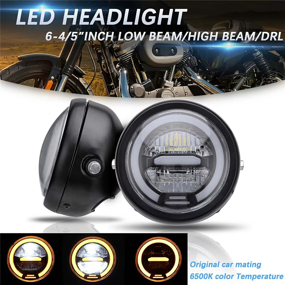 16cm Retro Motorcycle LED Headlight Daytime Running Lamp for Cruiser Chopper Cafe Racer