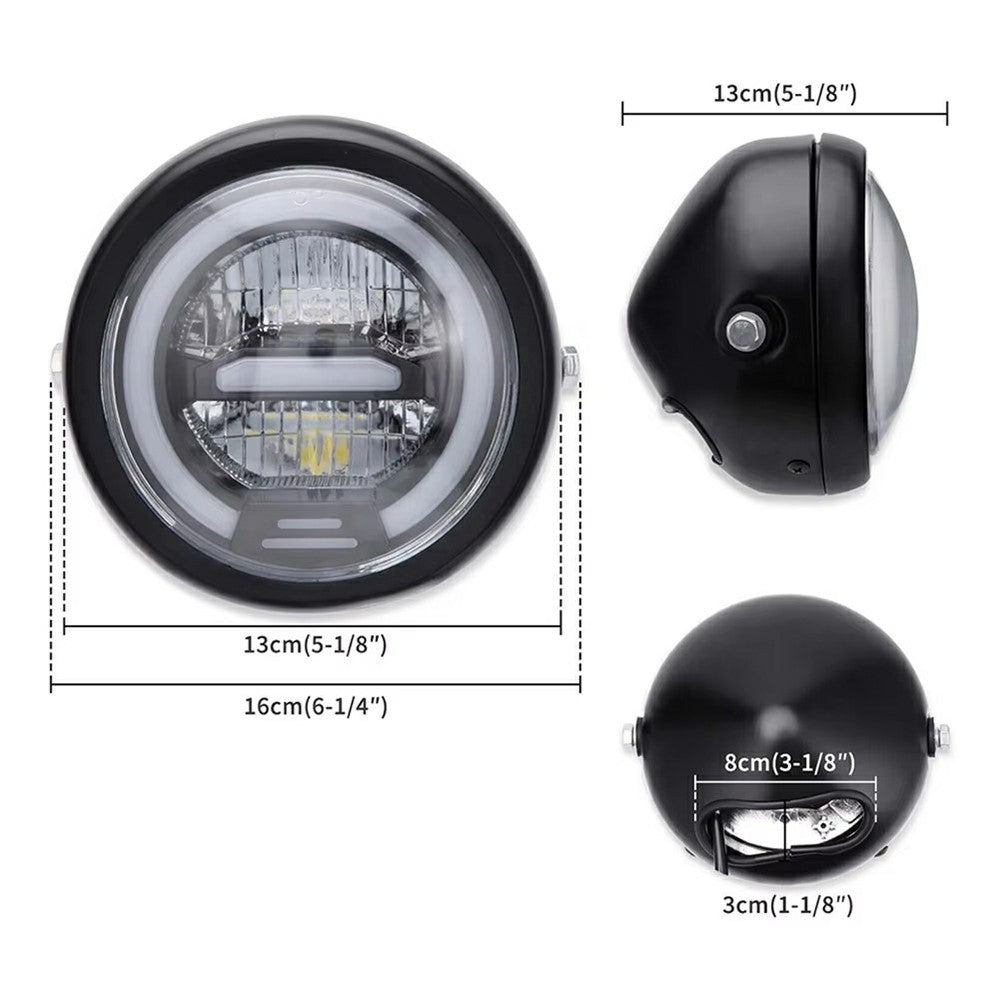 16cm Retro Motorcycle LED Headlight Daytime Running Lamp for Cruiser Chopper Cafe Racer