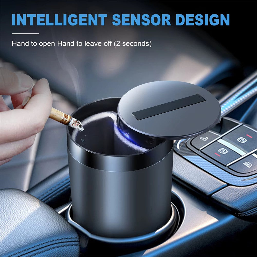 Infrared Sensor Smart Auto Open / Close Aluminum Alloy Car Ashtray with Built In LED Light