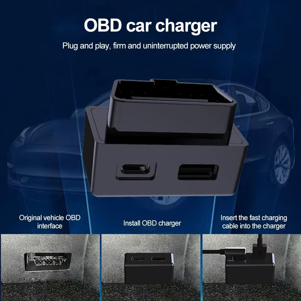 Til Tesla Model 3 / Y OBD Biloplader Dobbeltport Skjult PD Hurtigopladningsudvidelsesdock