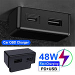Til Tesla Model 3 / Y OBD Biloplader Dobbeltport Skjult PD Hurtigopladningsudvidelsesdock