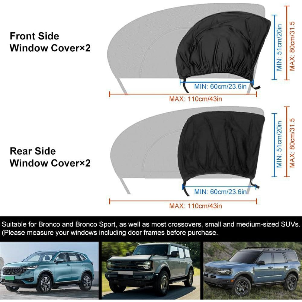 2 Pcs Car Window Shade Front / Rear Side Window Sun Shade Breathable Privacy Curtain with Zipper