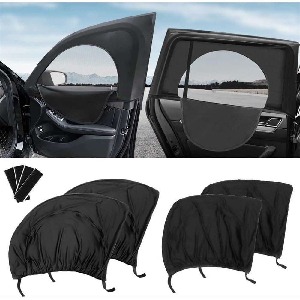 2 Pcs Car Window Shade Front / Rear Side Window Sun Shade Breathable Privacy Curtain with Zipper