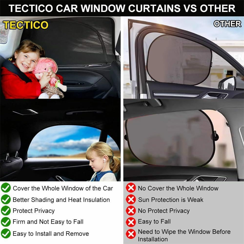 2 Pcs Car Window Shade Front / Rear Side Window Sun Shade Breathable Privacy Curtain with Zipper