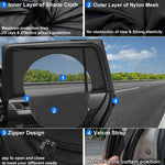 2 Pcs Car Window Shade Front / Rear Side Window Sun Shade Breathable Privacy Curtain with Zipper