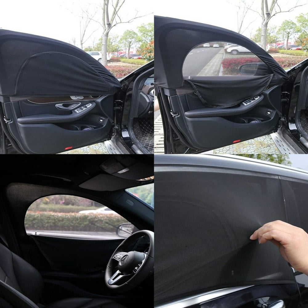 2 Pcs Car Window Shade Front / Rear Side Window Sun Shade Breathable Privacy Curtain with Zipper