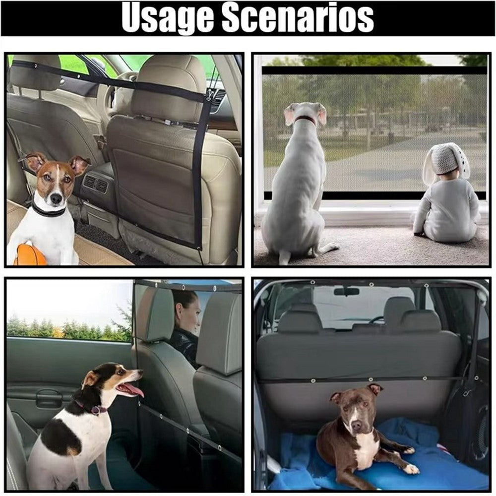 Car Pet Barrier Safety Net with Hooks Oxford Cloth Dog Backseat Divider Mesh Fence for Vehicle