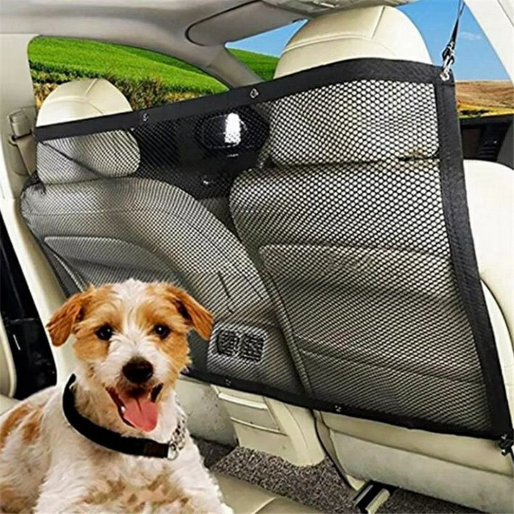 Car Pet Barrier Safety Net with Hooks Oxford Cloth Dog Backseat Divider Mesh Fence for Vehicle