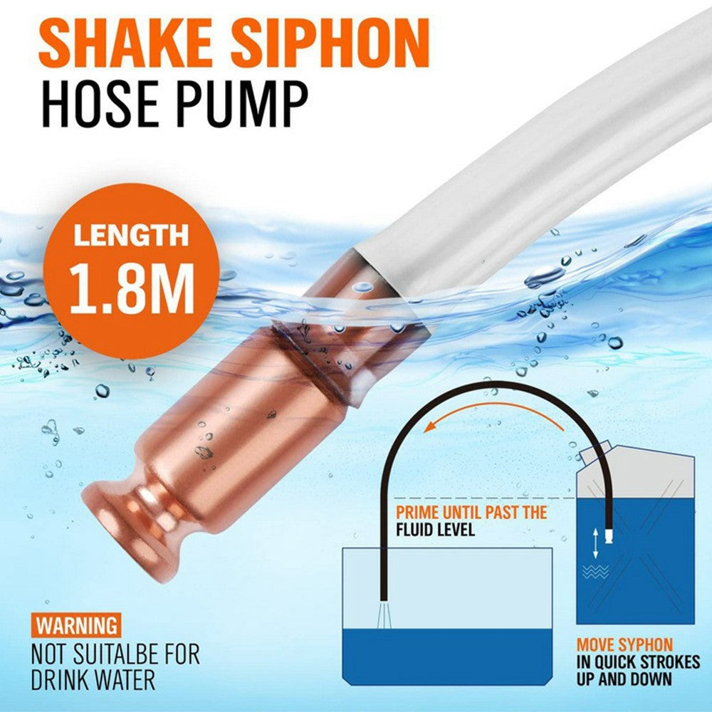 1.8m Siphon Hose Multipurpose Self-Priming Pump Fuel Transfer Pump Shaker Siphon for Gasoline Fuel Water