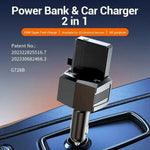 2-i-1 65W Hurtig Opladning Biloplader Bærbar 2000mAh Power Bank med Lommelygte til iOS Android