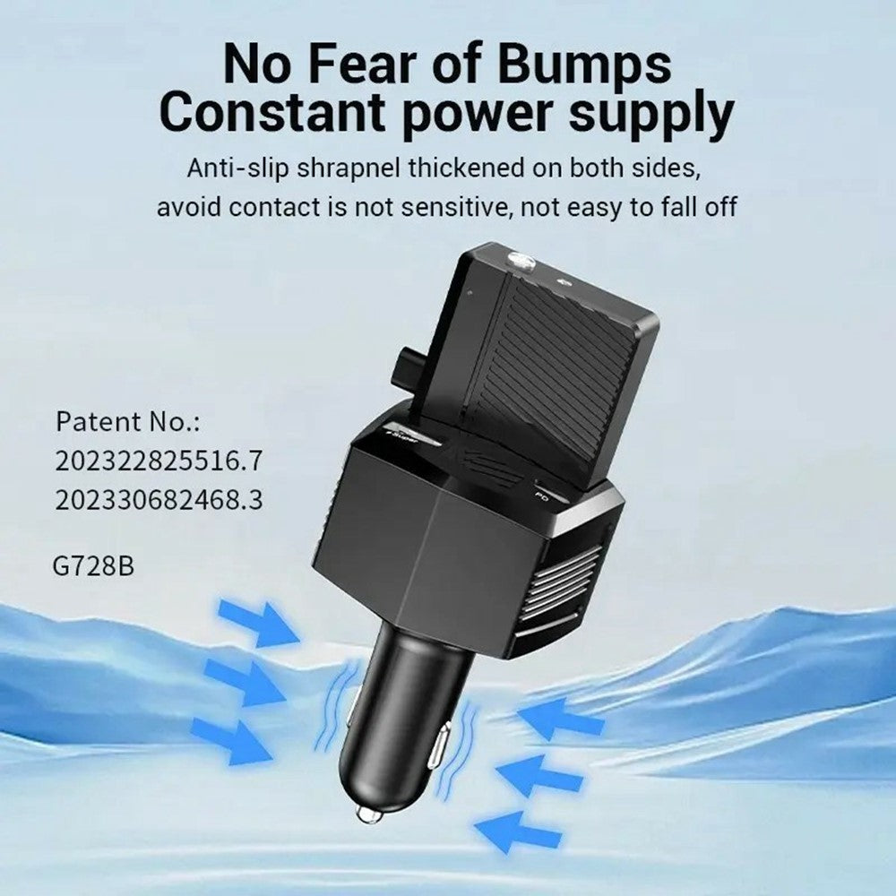 2-i-1 65W Hurtig Opladning Biloplader Bærbar 2000mAh Power Bank med Lommelygte til iOS Android