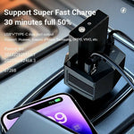 2-i-1 65W Hurtig Opladning Biloplader Bærbar 2000mAh Power Bank med Lommelygte til iOS Android