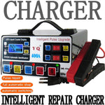 YQ400A 12V / 24V 400A intelligent pulsreparations-motorcykel/bilbatterioplader til blysyre-/lithiumbatterier, EU-stik