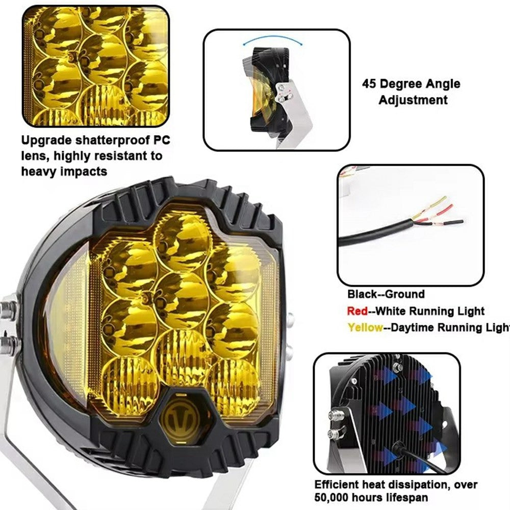 5 Inch 50W LED Work Light Three Sides Illumination Off Road Driving Lamp Spot Beam for Vehicle