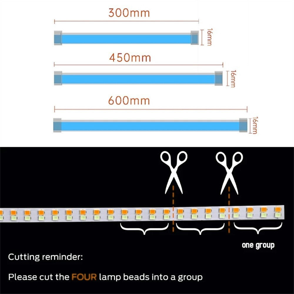 2Pcs 60cm Car LED Atmosphere Light Strip Flexible Silicone Daytime Running Light Ice Blue Turn Yellow