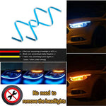 2Pcs 60cm Car LED Atmosphere Light Strip Flexible Silicone Daytime Running Light Ice Blue Turn Yellow