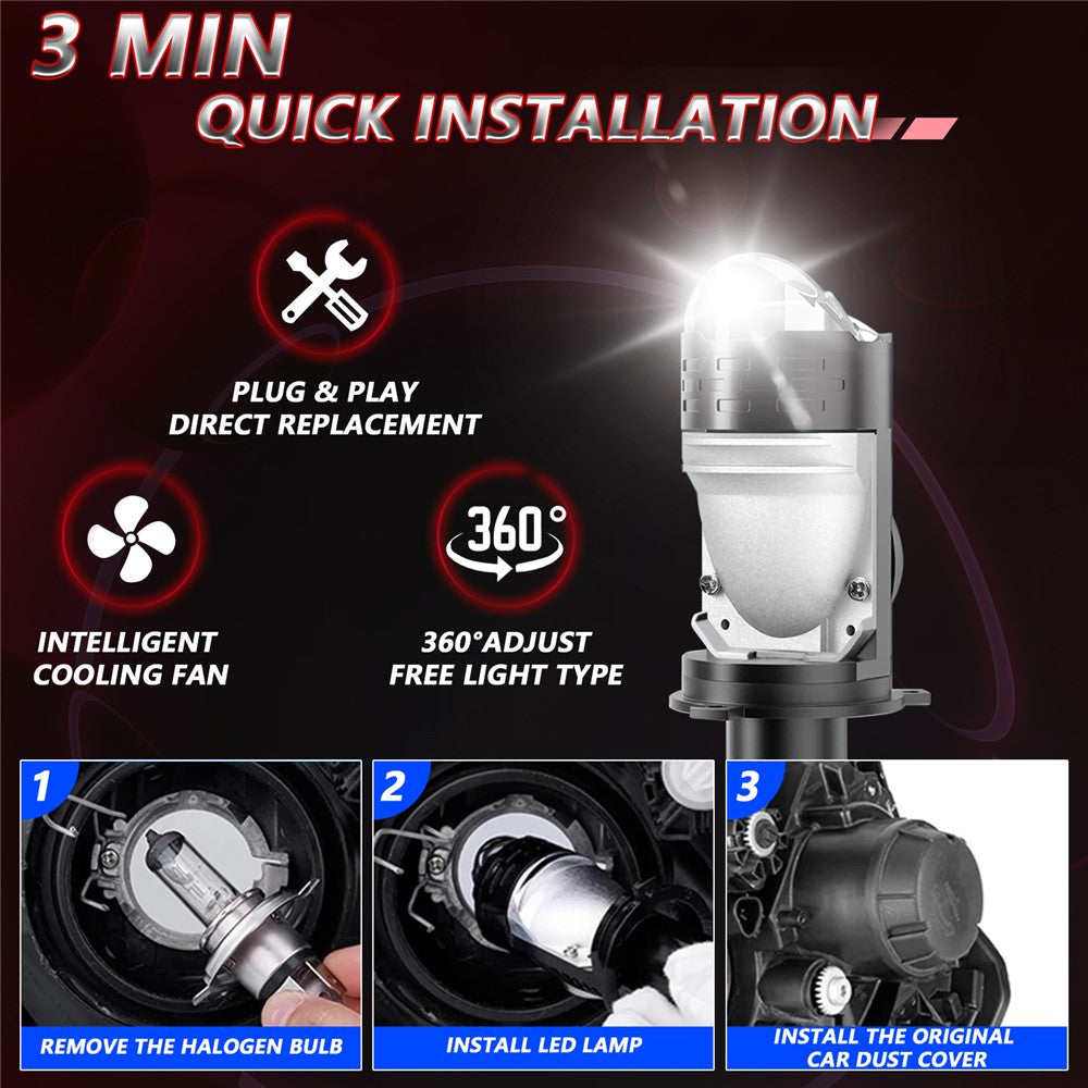 N6 H4 LED Headlight Bulb High Brightness Double Copper Tube Car Headlamp 30W 6000K 3000LM
