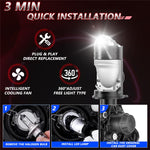 N6 2Pcs H4 LED Headlight Bulb High Brightness Double Copper Tube Car Headlamp 30W 6000K 3000LM