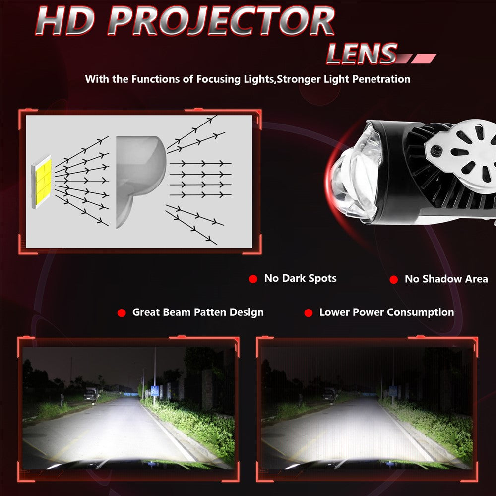 N6 2Pcs H4 LED Headlight Bulb High Brightness Double Copper Tube Car Headlamp 30W 6000K 3000LM