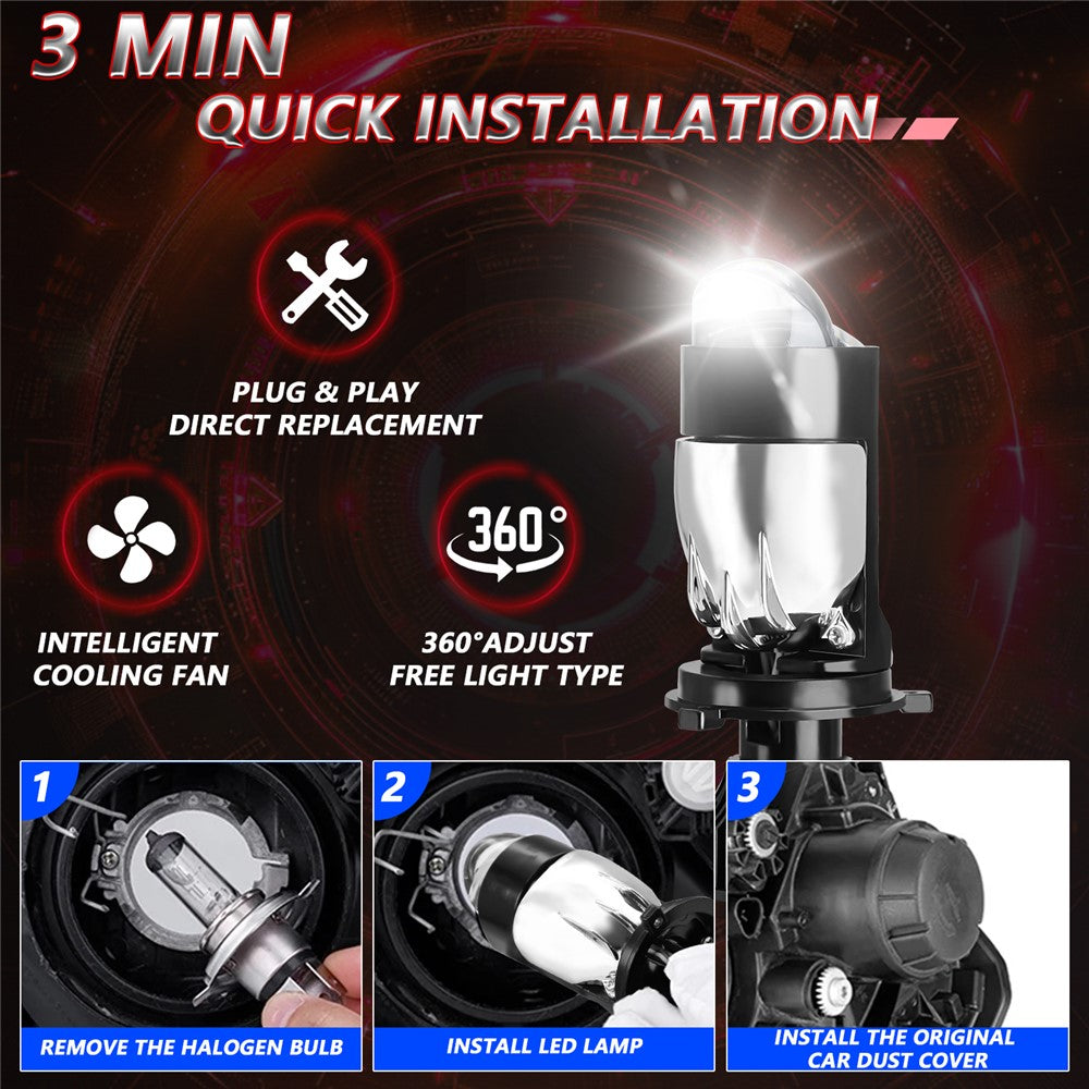 N7 2Pcs H4 LED Headlights High Brightness Car Headlight Bulbs LED Retrofit Automotive Lights