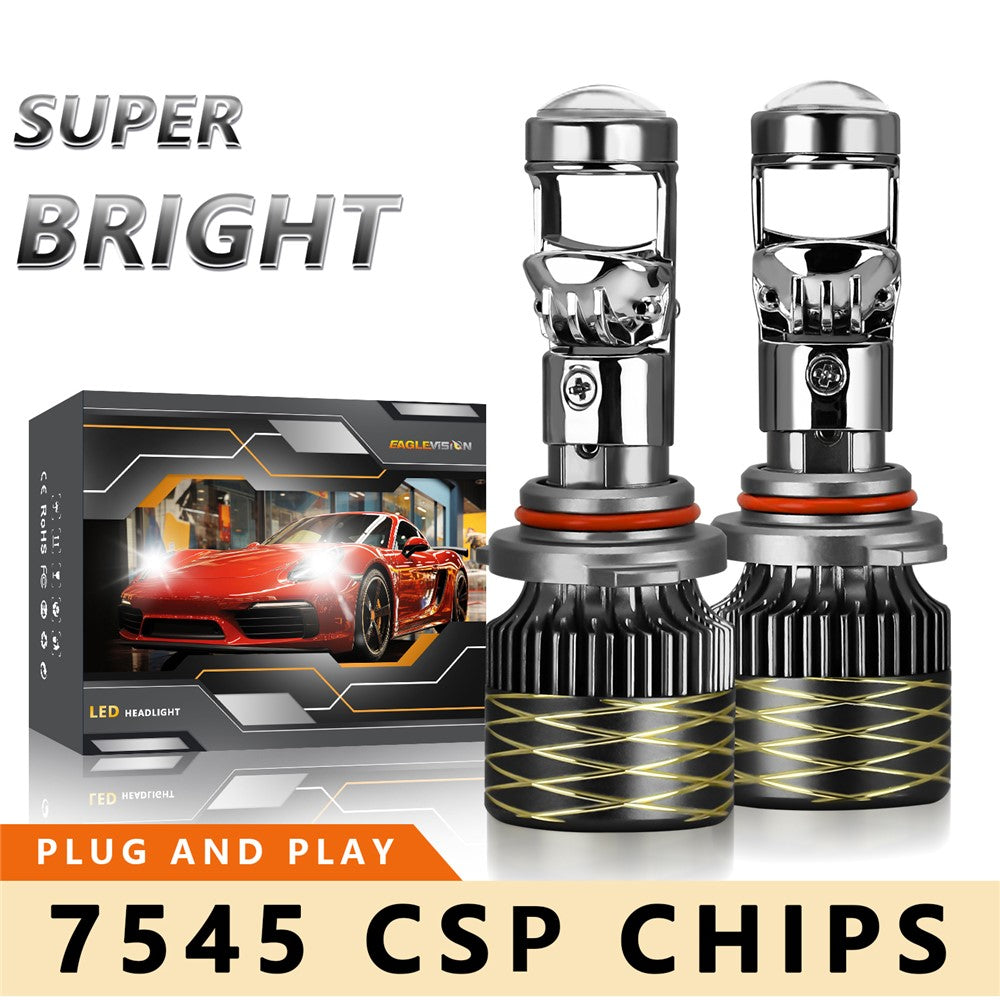N9 2Pcs 9006 Car Headlamp Mini Lens High Brightness LED Headlight IP67 Waterproof Automotive Front Light