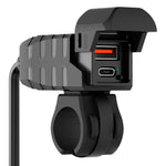 WUPP CS-2100A1 USB A + Type C Dual Port Fast Charging Motorcycle Phone Charger with LED Voltmeter