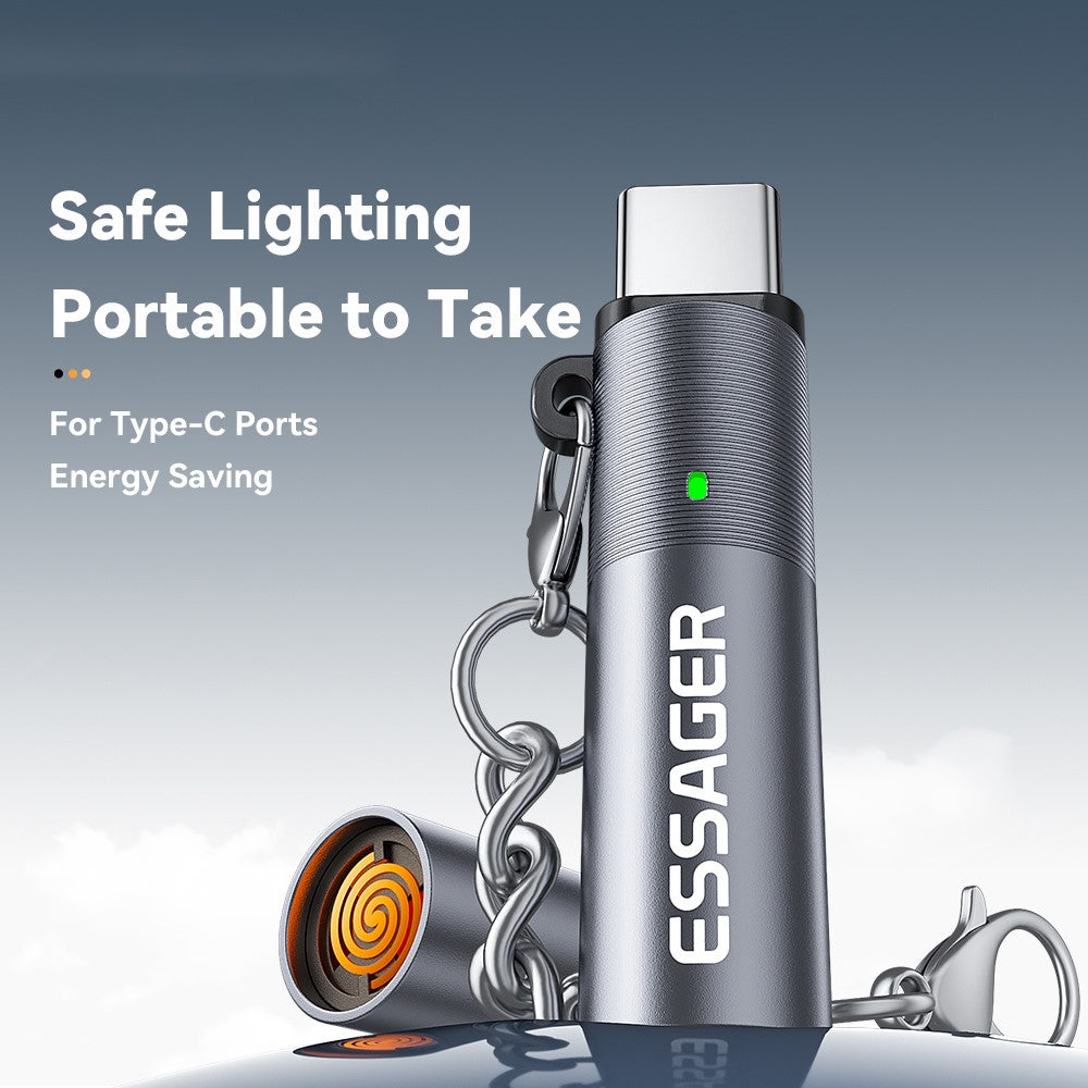 ESSAGER Type-C Cigarette Lighter Tungsten Wire Heating Auto Shut-Off Compact Aluminum Alloy