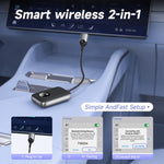 2 in 1 Wireless CarPlay Android Auto Adapter Cars Upgrade Wired to Wireless CarPlay Dongle