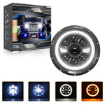 R9 Dubbel Angel Eye 7-tums H4 LED-strålkastare IP67 Vattentät Halvljus för bil