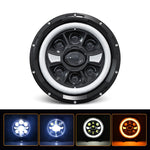 R9 Dubbel Angel Eye 7-tums H4 LED-strålkastare IP67 Vattentät Halvljus för bil