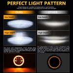 R9 Dubbel Angel Eye 7-tums H4 LED-strålkastare IP67 Vattentät Halvljus för bil