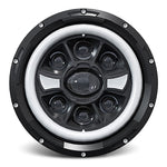 R9 Dubbel Angel Eye 7-tums H4 LED-strålkastare IP67 Vattentät Helljus Halvljus Billampa med Anslutningskabel