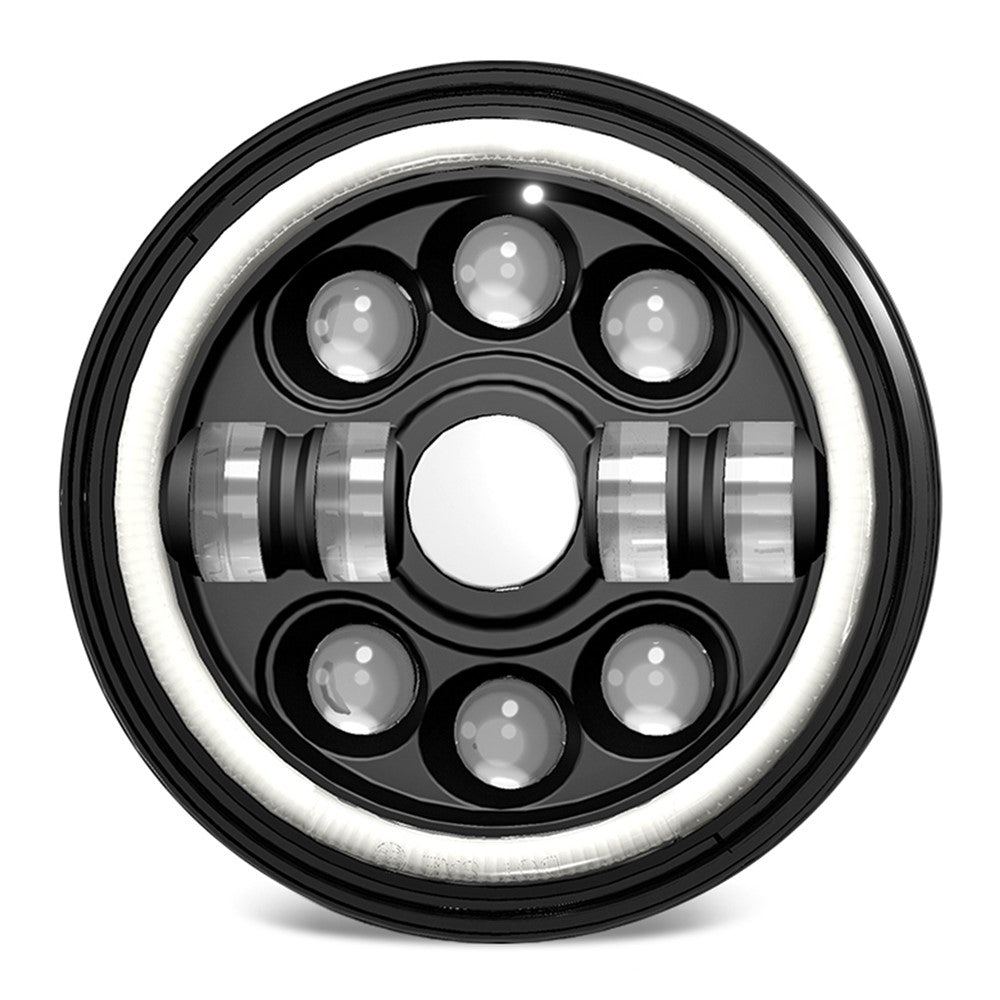 R7 Dobbelt Angel Eye 7 Tommer H4 LED Forlygte 4 Tilstande IP67 Vandtæt Fjern- og Nærlys Billampe med Tilslutningskabel