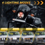 5.75 Inch LED Headlight for Motorcycle Waterproof DRL Turn Signal Devil Eye High Low Beam Lamp