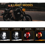5.75 Inch LED Headlight for Motorcycle Waterproof DRL Turn Signal Devil Eye High Low Beam Lamp