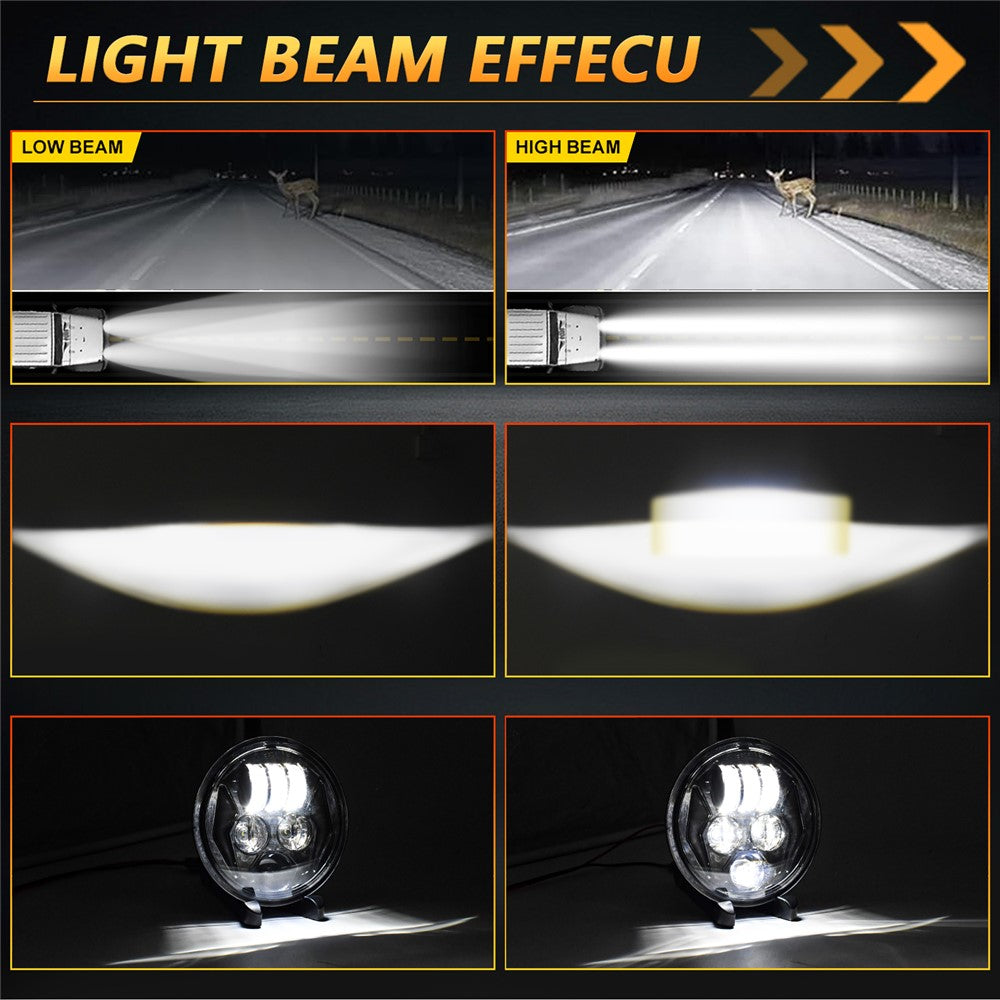 5.75 Inch LED Headlight for Motorcycle Waterproof DRL Turn Signal Devil Eye High Low Beam Lamp