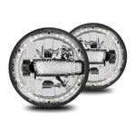 2Pcs High Low Beam LED Headlights IP67 Waterproof Off Road Vehicle Front DRL Turn Signal Lamp