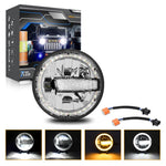 2Pcs High Low Beam LED Headlights IP67 Waterproof Off Road Vehicle Front DRL Turn Signal Lamp