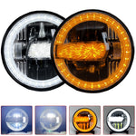 2Pcs High Low Beam LED Headlights IP67 Waterproof Off Road Vehicle Front DRL Turn Signal Lamp