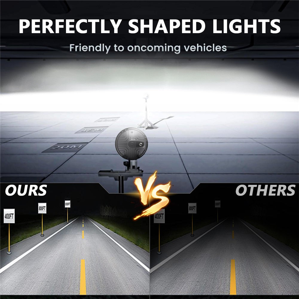 2Pcs High Low Beam LED Headlights IP67 Waterproof Off Road Vehicle Front DRL Turn Signal Lamp