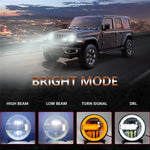 2Pcs High Low Beam LED Headlights IP67 Waterproof Off Road Vehicle Front DRL Turn Signal Lamp